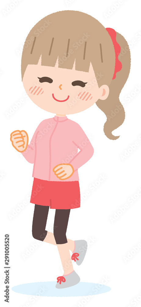 Illustration that a young woman is running Illustration that a young woman is running