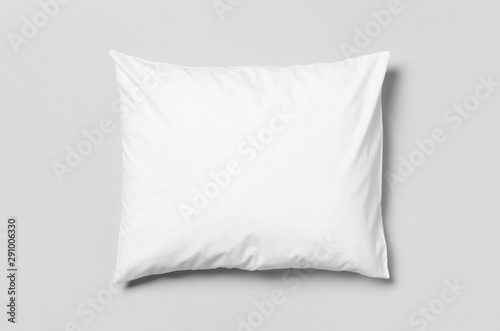 White blank pillowcase mockup. Grey background.
