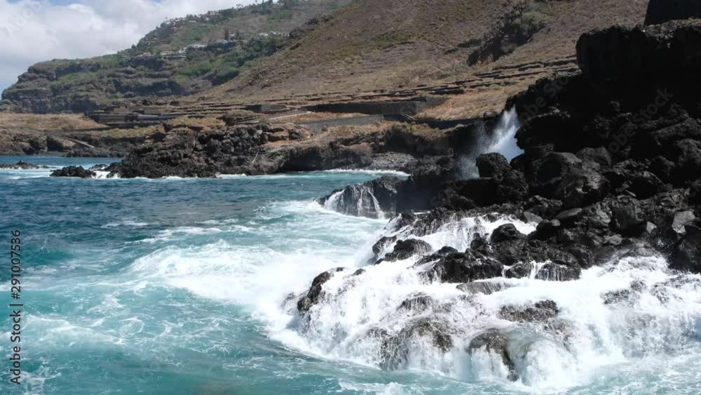 ocean waves hit rocks - wave crashes on coast ocean waves hit rocks - wave crashes on coast