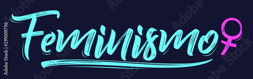 Feminismo, Feminism spanish text vector lettering and female symbol.