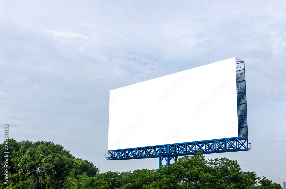 Fototapeta premium The large blank billboard with the sky, ready to use for new mockup advertisement, marketing street media and backgroud concept
