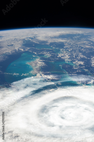 Weather illustration. Hurricane warning. Tropical storm. Some elements of this image furnished by NASA