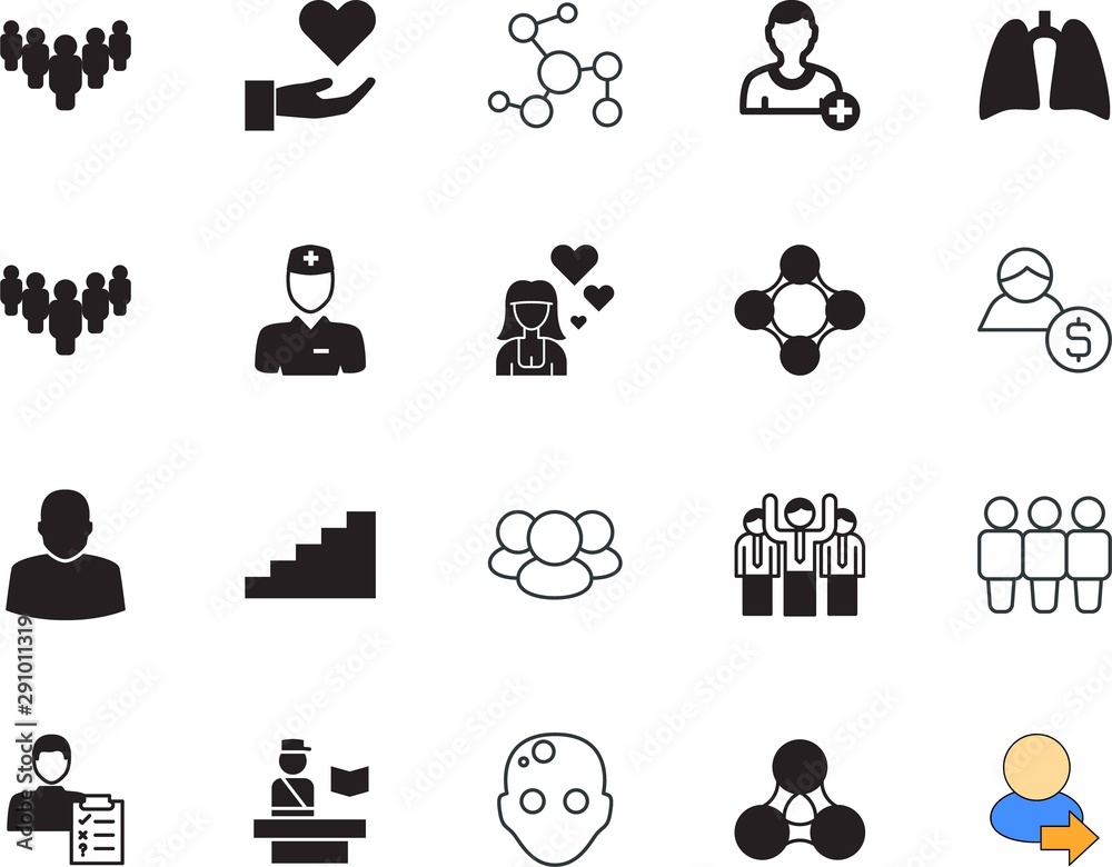 Obraz premium people vector icon set such as: stairs, password, personal, surgeon, cooperation, gate, pattern, women, connection, breathe, coverage, satellite, help, trip, connect, cute, view, safety
