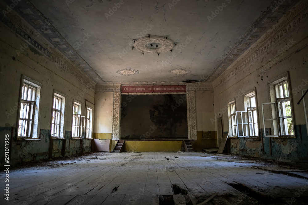 Old abandoned stage and ballroom 