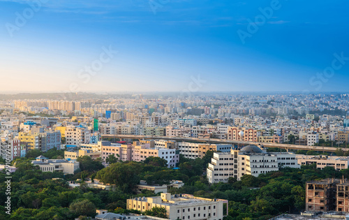 Hyderabad city buildings and skyline in India photo