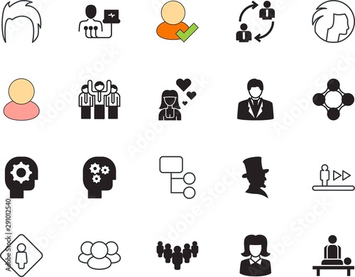 people vector icon set such as: circle, washroom, employee, speed, haircut, stroke, hat, afro, trust, suit, historic, happy, makeup, unity, support, massage, profession, lincoln, personal, xray