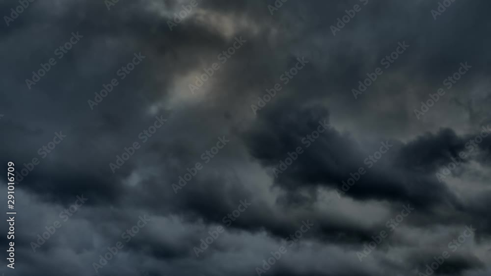 Hurricane approaching. Black clouds fly fast across the sky. Bad weather. Cyclone and rain.