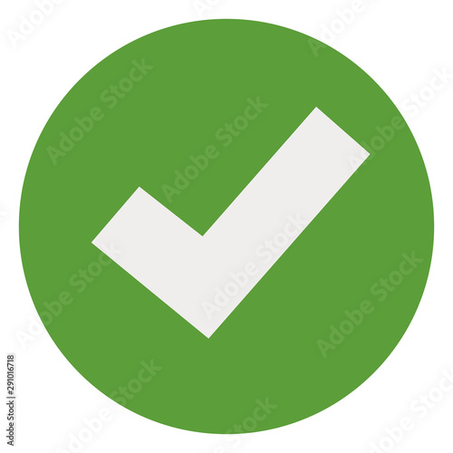 Green circle white tick check mark icon vector illustration