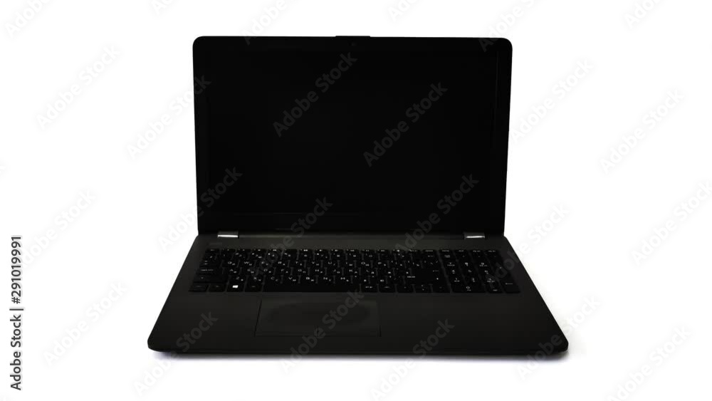 Laptop opens and closes on a white background. Laptop opens and closes on a white background.