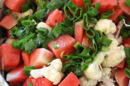 Water melon and cauliflower salad, fresh and healthy meal