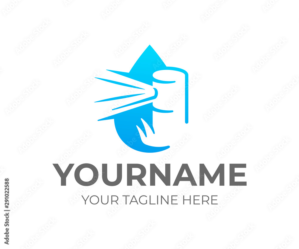 Sprinkler irrigation system in a drop, irrigation services, logo design. Landscape irrigation, irrigation system parts and drip watering, vector design and illustration Sprinkler irrigation system in a drop, irrigation services, logo design. Landscape irrigation, irrigation system parts and drip watering, vector design and illustration