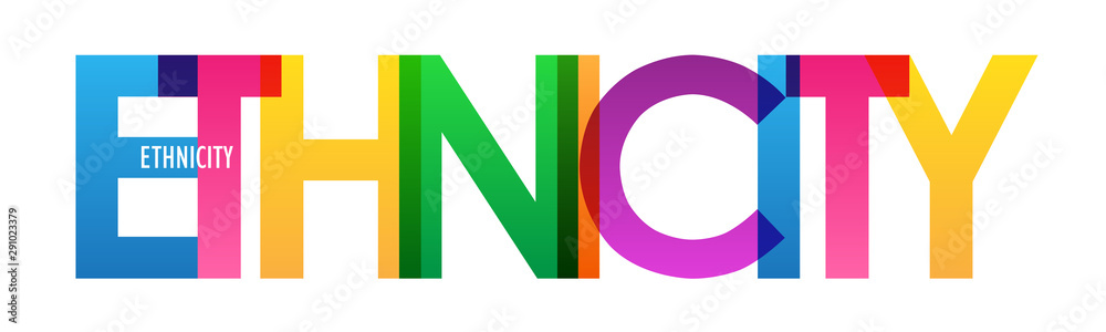ETHNICITY colorful rainbow typography banner - obrazy, fototapety, plakaty 