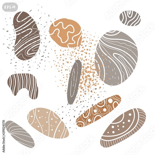 Icon set of sea stones. Vector illustration