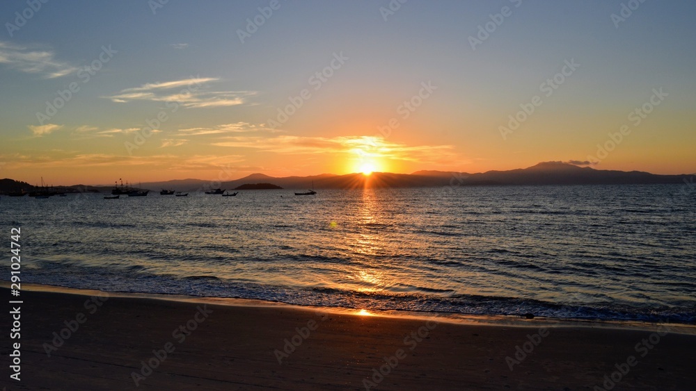 sunset at sea beach cachoeira do bom jesus em florianópolis Brazil