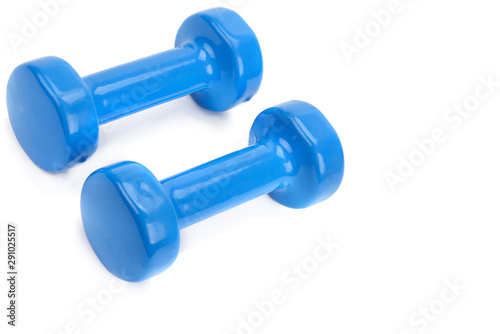 Dumbbells isolated on white background. Free space for text.