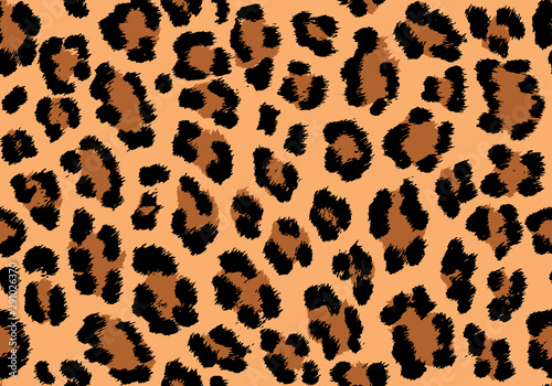 Leopard pattern texture repeating seamless orange black. Vector background. Repeat.