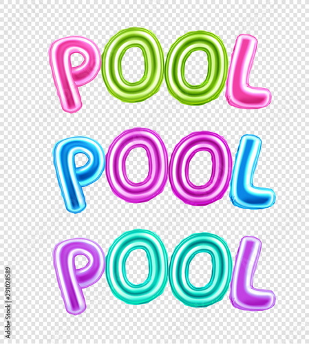 Pool inscription colorful set
