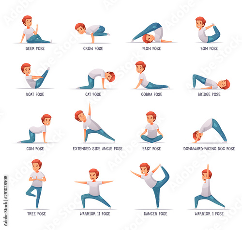 Kids Yoga Icons Set