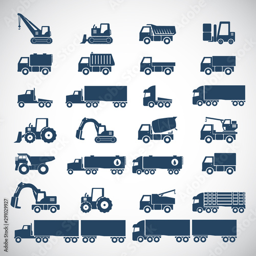 Heavy duty machines icon set