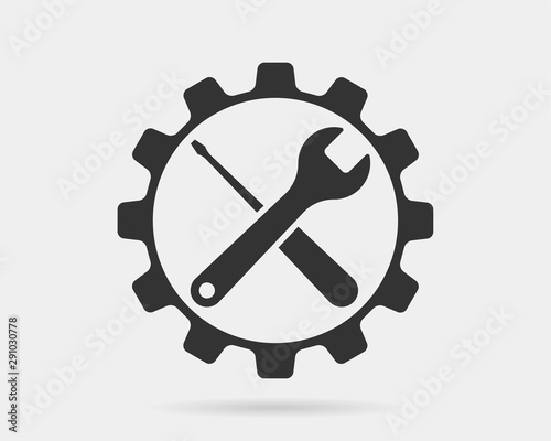 Tools vector wrench icon. Spanner logo design element. Key tool isolated on white background.