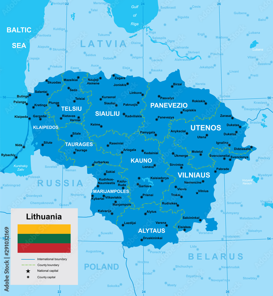 Obraz premium vector map of Lithuania