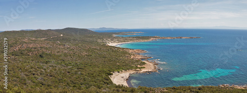 Coastal panoramic landscape, Roccapina, Corsica island, France.
