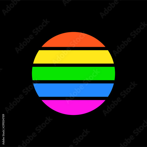 Sun logo. Colorful stripes symbol of sun
