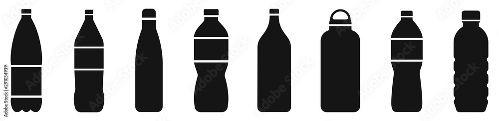 Fototapeta Zestaw do butelek z wodą. Kolekcja plastikowych butelek. Ilustracji wektorowych