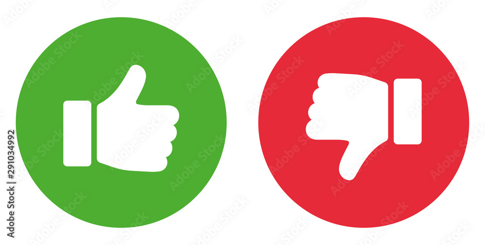 Thumbs up and thumbs down. Like icon. Stock vector - obrazy, fototapety, plakaty 