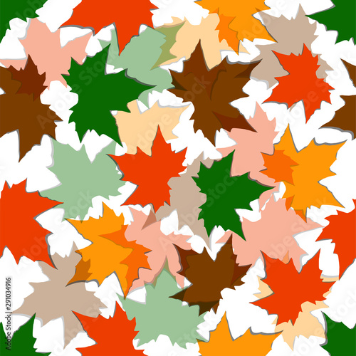 Autumn seamless background of maple leaves  pattern