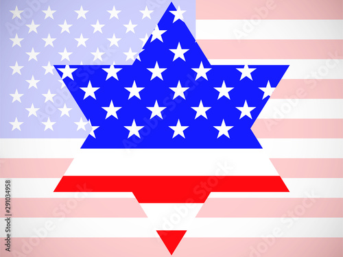 Star of David with america flag inside