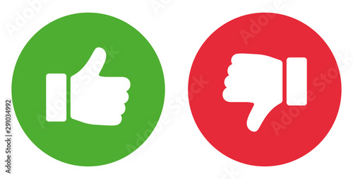 Thumbs up and thumbs down. Like icon. Stock vector