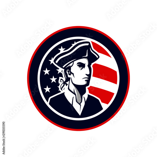 Mascot icon illustration of an American patriot isolated white background