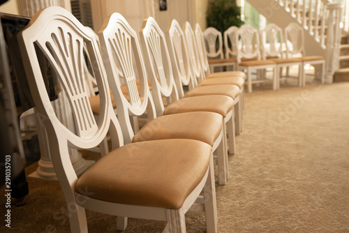 row of chairs is empty