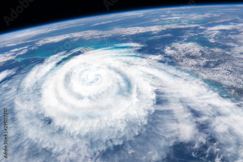 Weather illustration. Hurricane warning. Tropical storm. Some elements of this image furnished by NASA photo