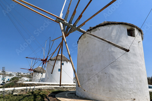 The white windmills of Mykonos town, Greek Islands