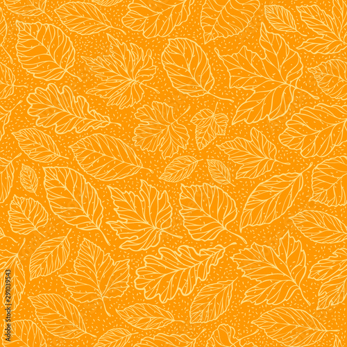 Autumn seamless background with leaves. Leaf fall vector illustration