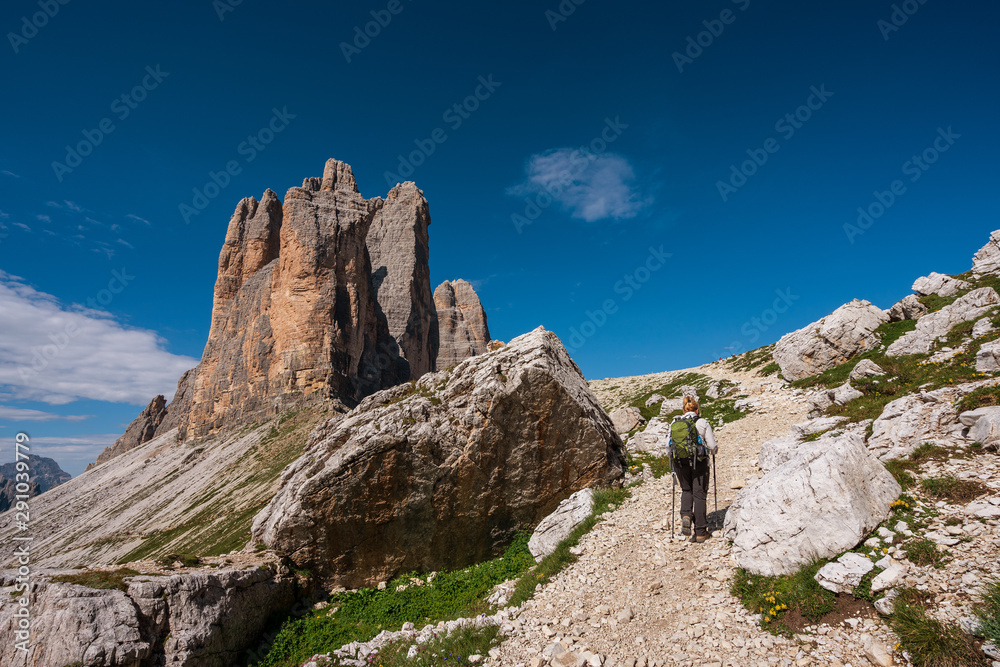 Fototapeta premium Panoramic view of the Tre Cime di Lavaredo, Dolomites