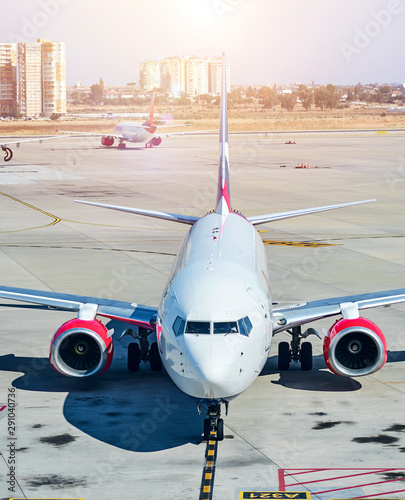 passenger plane is at the ramp photo