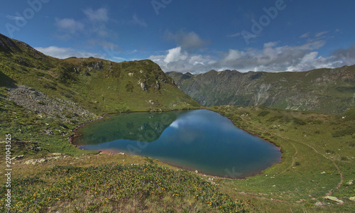 Caucasus. Mountain lake on a sunny day