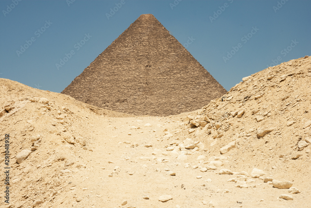 The Great Pyramid of Giza ( Pyramid of Khufu or the Pyramid of Cheops) is the oldest and largest of the three pyramids in the Giza pyramid complex The Great Pyramid of Giza ( Pyramid of Khufu or the Pyramid of Cheops) is the oldest and largest of the three pyramids in the Giza pyramid complex