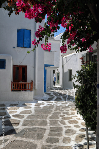 Colourful streets of the old town  Mykonos  Greek Islands