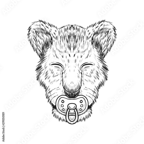 Fototapeta Naklejka Na Ścianę i Meble -  Baby Lion hand drawn vector illustration