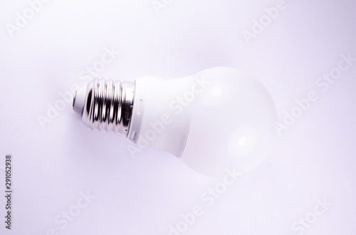 Close up macro high key photo or photography of a LED light bulb