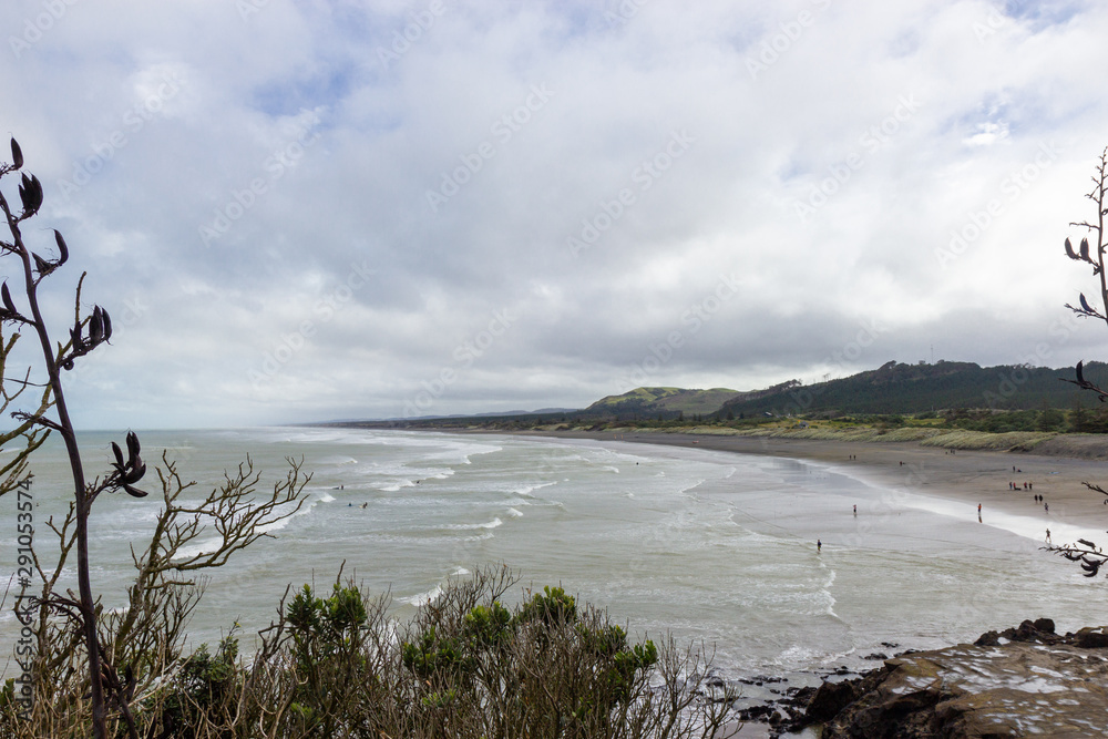 view of Muriwai beach, north island, new zealand view of Muriwai beach, north island, new zealand