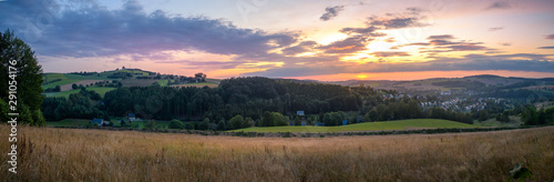 Abendrot Dorf Landschaft Panorama