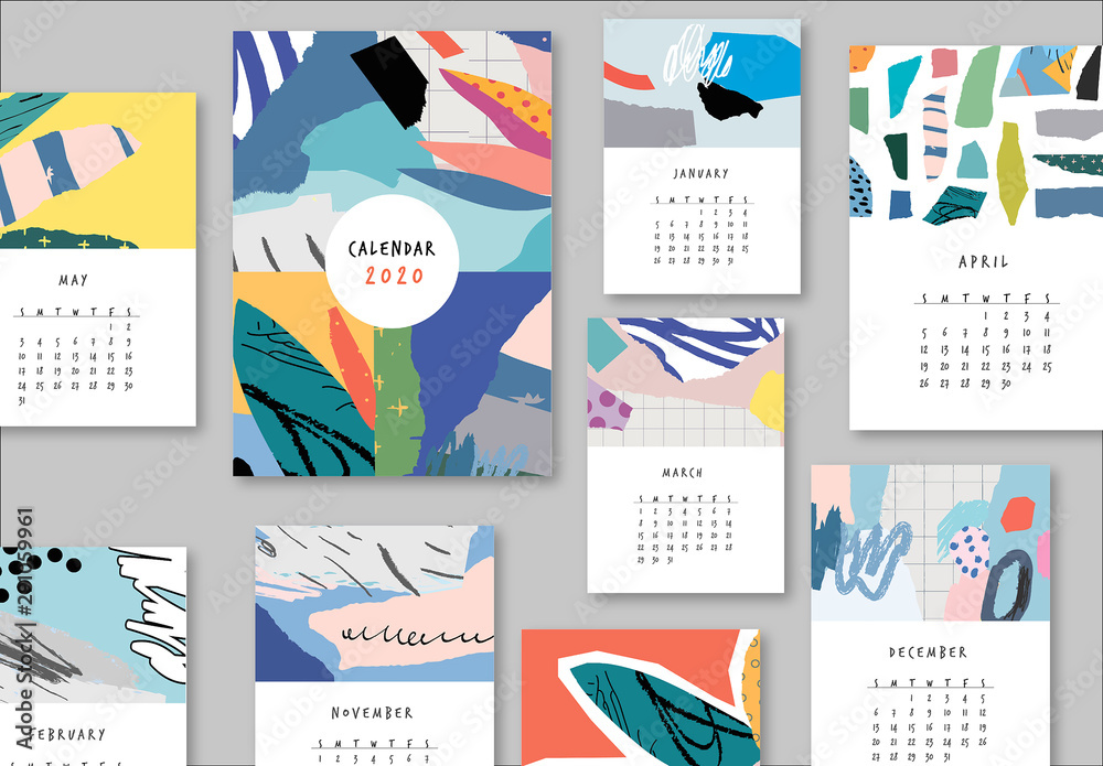 Calendar Chart Design Calendar Layout with Graphic Elements Stock Template | Adobe Stock