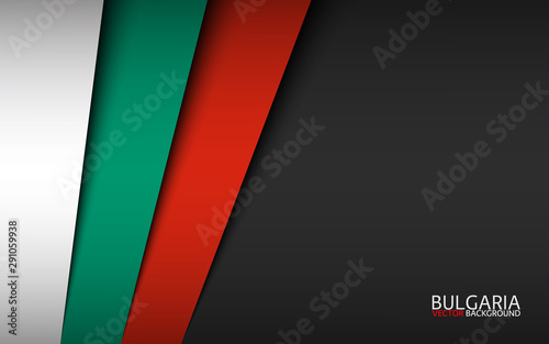 Modern vector background with Bulgarian colors and grey free space for your text, overlayed sheets of paper in the look of the Bulgarian flag, Made in Bulgaria