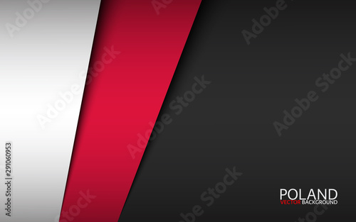 Modern vector background with Polish colors and grey free space for your text, overlayed sheets of paper in the look of the Polish flag, Made in Poland