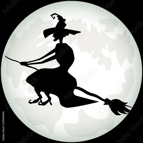 halloween witch on a broomstick